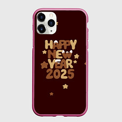 Чехол iPhone 11 Pro матовый Надпись с новым годом 2025, цвет: 3D-малиновый