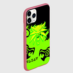 Чехол iPhone 11 Pro матовый Ведьмак кислотное лого драконы, цвет: 3D-малиновый — фото 2