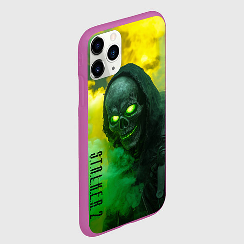Чехол iPhone 11 Pro матовый Stalker 2 скелет череп / 3D-Фиолетовый – фото 2