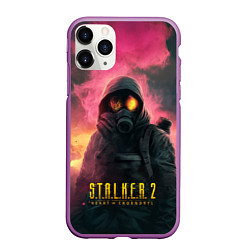 Чехол iPhone 11 Pro матовый Stalker 2 горящий атомный завод, цвет: 3D-фиолетовый