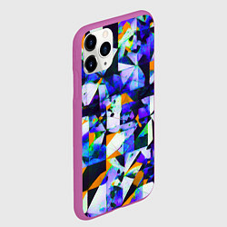 Чехол iPhone 11 Pro матовый Жёлто-синяя тревожная абстракция на белом фоне, цвет: 3D-фиолетовый — фото 2