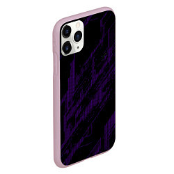 Чехол iPhone 11 Pro матовый Фиолетовые точки на чёрном фоне, цвет: 3D-розовый — фото 2