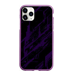 Чехол iPhone 11 Pro матовый Фиолетовые точки на чёрном фоне, цвет: 3D-фиолетовый