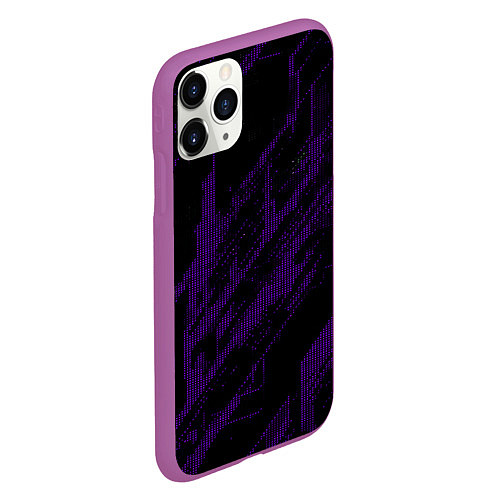 Чехол iPhone 11 Pro матовый Фиолетовые точки на чёрном фоне / 3D-Фиолетовый – фото 2