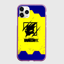 Чехол iPhone 11 Pro матовый Rainbow six hexagon steel, цвет: 3D-фиолетовый