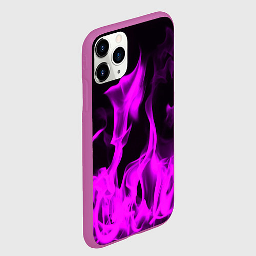 Чехол iPhone 11 Pro матовый Неоновый огонь в дыму / 3D-Фиолетовый – фото 2