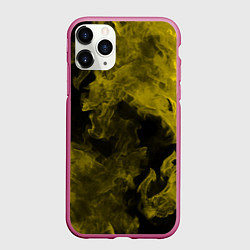 Чехол iPhone 11 Pro матовый Жёлтый дым в огне, цвет: 3D-малиновый