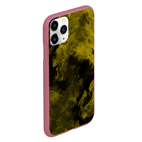 Чехол iPhone 11 Pro матовый Жёлтый дым в огне / 3D-Малиновый – фото 2