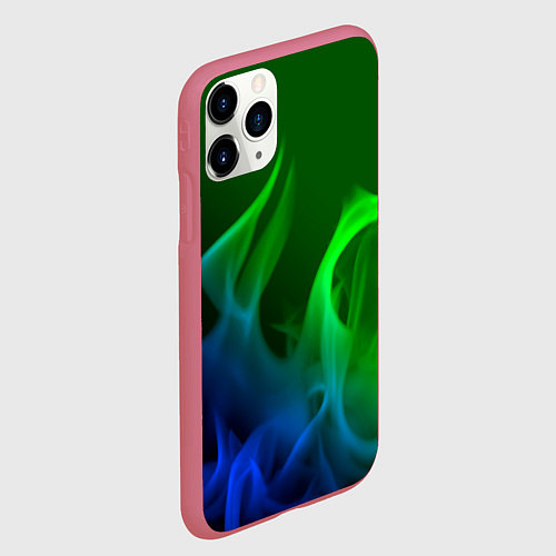 Чехол iPhone 11 Pro матовый Столкновение огней синий и зелёный / 3D-Малиновый – фото 2
