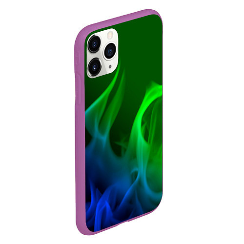 Чехол iPhone 11 Pro матовый Столкновение огней синий и зелёный / 3D-Фиолетовый – фото 2