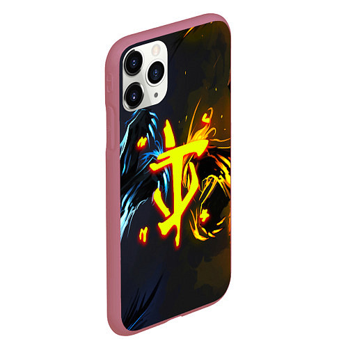 Чехол iPhone 11 Pro матовый Doom logo monster / 3D-Малиновый – фото 2