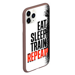 Чехол iPhone 11 Pro матовый Eat sleep train repeat, цвет: 3D-коричневый — фото 2