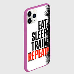 Чехол iPhone 11 Pro матовый Eat sleep train repeat, цвет: 3D-фиолетовый — фото 2