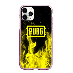 Чехол iPhone 11 Pro матовый PUBG fire yellow, цвет: 3D-розовый