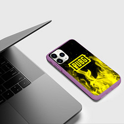 Чехол iPhone 11 Pro матовый PUBG fire yellow, цвет: 3D-фиолетовый — фото 2
