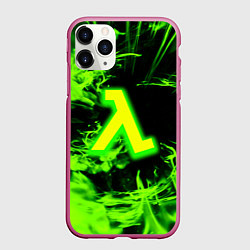 Чехол iPhone 11 Pro матовый Half life кислотное лого огонь, цвет: 3D-малиновый