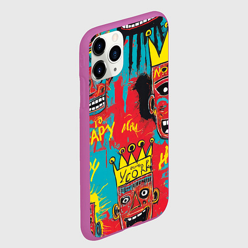 Чехол iPhone 11 Pro матовый Абстракция в стиле баския / 3D-Фиолетовый – фото 2