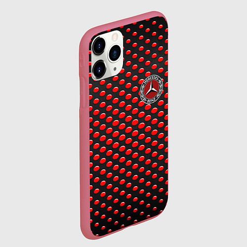 Чехол iPhone 11 Pro матовый Mercedes bens металические круги / 3D-Малиновый – фото 2