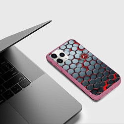 Чехол iPhone 11 Pro матовый Mercedes броня, цвет: 3D-малиновый — фото 2