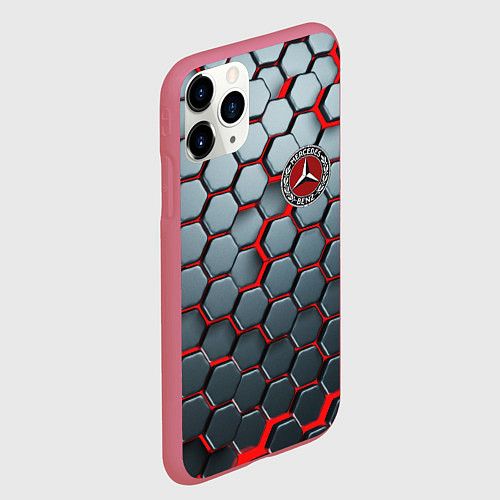Чехол iPhone 11 Pro матовый Mercedes броня / 3D-Малиновый – фото 2