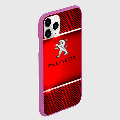 Чехол iPhone 11 Pro матовый Peugeot metal steel / 3D-Фиолетовый – фото 2