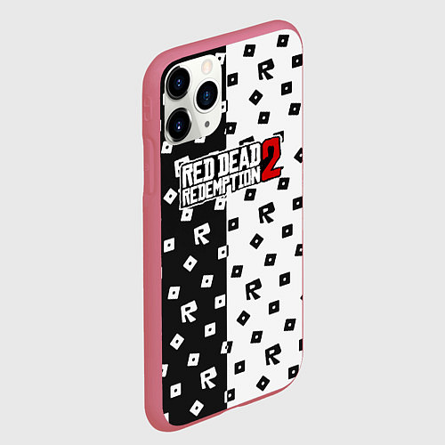 Чехол iPhone 11 Pro матовый Red Dead Redemption 2 pattern / 3D-Малиновый – фото 2