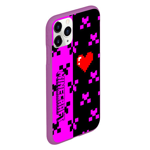 Чехол iPhone 11 Pro матовый Minecraft love game / 3D-Фиолетовый – фото 2