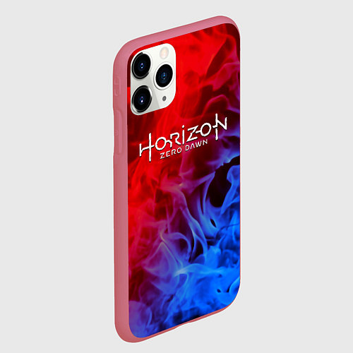 Чехол iPhone 11 Pro матовый Horizon zero dawn fire gradient / 3D-Малиновый – фото 2