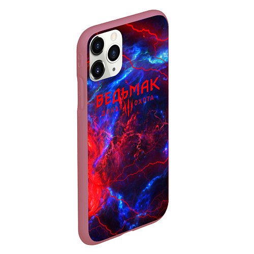 Чехол iPhone 11 Pro матовый Ведьмак космический шторм / 3D-Малиновый – фото 2