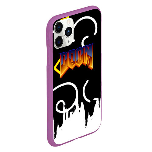 Чехол iPhone 11 Pro матовый Doom game pattern / 3D-Фиолетовый – фото 2