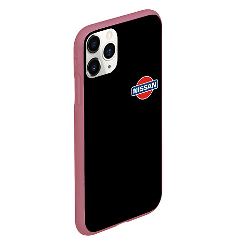 Чехол iPhone 11 Pro матовый Nissan logo steel / 3D-Малиновый – фото 2