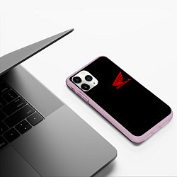 Чехол iPhone 11 Pro матовый Honda red logo auto steel, цвет: 3D-розовый — фото 2