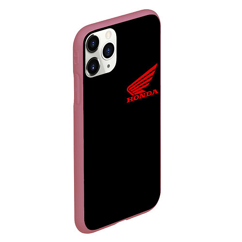 Чехол iPhone 11 Pro матовый Honda red logo auto steel / 3D-Малиновый – фото 2