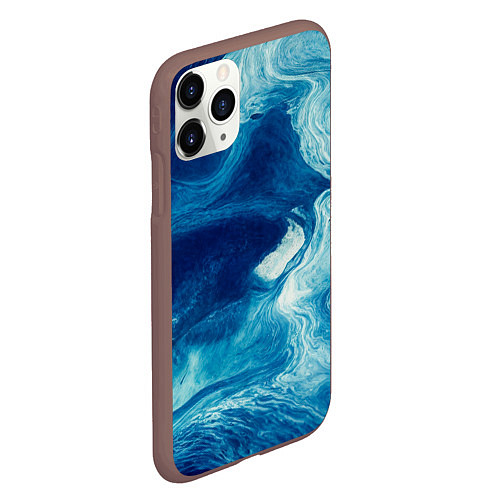 Чехол iPhone 11 Pro матовый Водные вихри - абстракция / 3D-Коричневый – фото 2