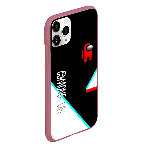 Чехол iPhone 11 Pro матовый Among us geometry steel glitch / 3D-Малиновый – фото 2