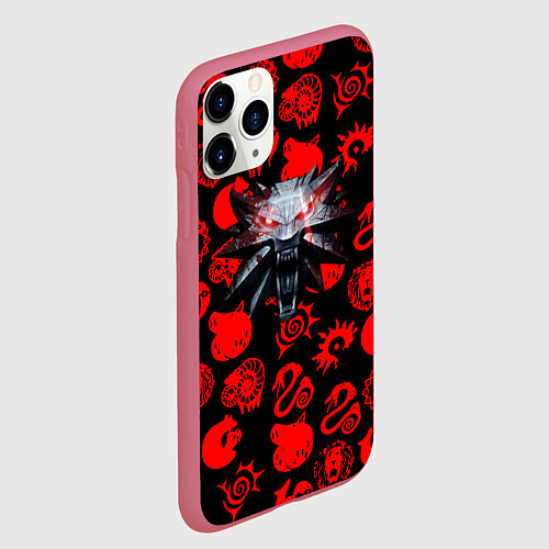 Чехол iPhone 11 Pro матовый The Witcher anime pattern / 3D-Малиновый – фото 2