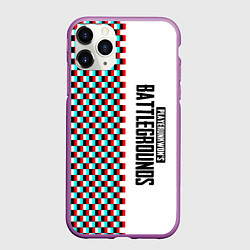 Чехол iPhone 11 Pro матовый PUBG глитч клетка, цвет: 3D-фиолетовый