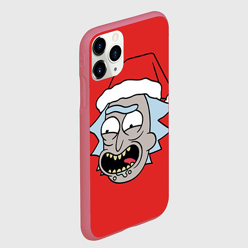 Чехол iPhone 11 Pro матовый Рик и Морти новогодний Рик / 3D-Малиновый – фото 2