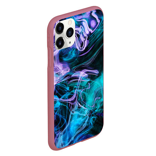 Чехол iPhone 11 Pro матовый Цветной дым текстура / 3D-Малиновый – фото 2