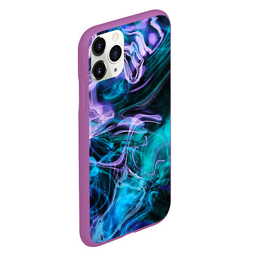 Чехол iPhone 11 Pro матовый Цветной дым текстура / 3D-Фиолетовый – фото 2