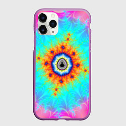 Чехол iPhone 11 Pro матовый Неоновый фрактальный узор психоделика, цвет: 3D-фиолетовый