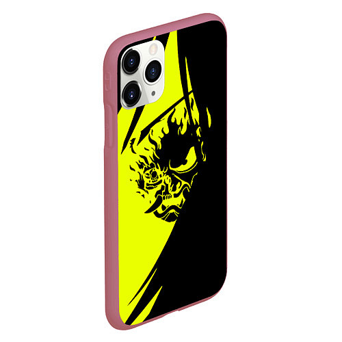 Чехол iPhone 11 Pro матовый Cyberpunk 2077 тексутар / 3D-Малиновый – фото 2