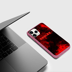 Чехол iPhone 11 Pro матовый Roblox space, цвет: 3D-малиновый — фото 2