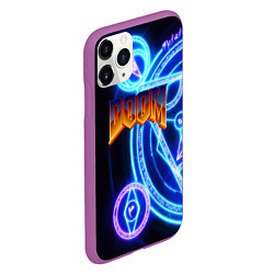 Чехол iPhone 11 Pro матовый Doom мистические символы, цвет: 3D-фиолетовый — фото 2