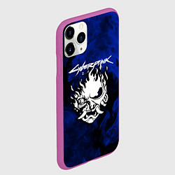 Чехол iPhone 11 Pro матовый Cyberpunk 2077 синий огонь текстура, цвет: 3D-фиолетовый — фото 2