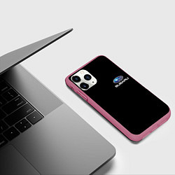 Чехол iPhone 11 Pro матовый Subaru logo auto, цвет: 3D-малиновый — фото 2