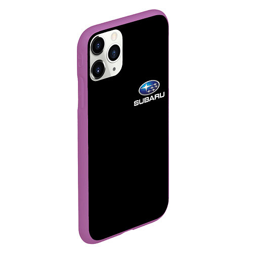 Чехол iPhone 11 Pro матовый Subaru logo auto / 3D-Фиолетовый – фото 2