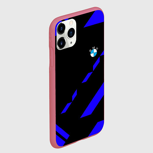 Чехол iPhone 11 Pro матовый BMW blue geometry / 3D-Малиновый – фото 2