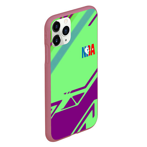 Чехол iPhone 11 Pro матовый NBA geometry sport / 3D-Малиновый – фото 2