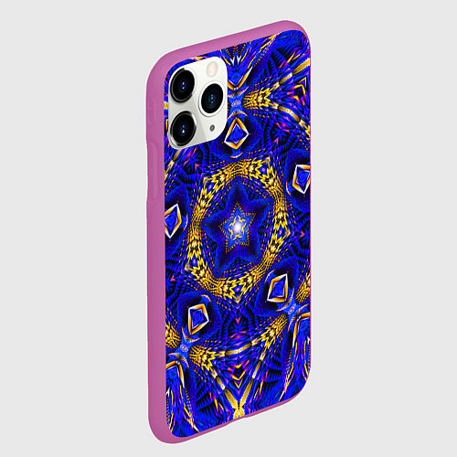 Чехол iPhone 11 Pro матовый Оптический узор текстура / 3D-Фиолетовый – фото 2